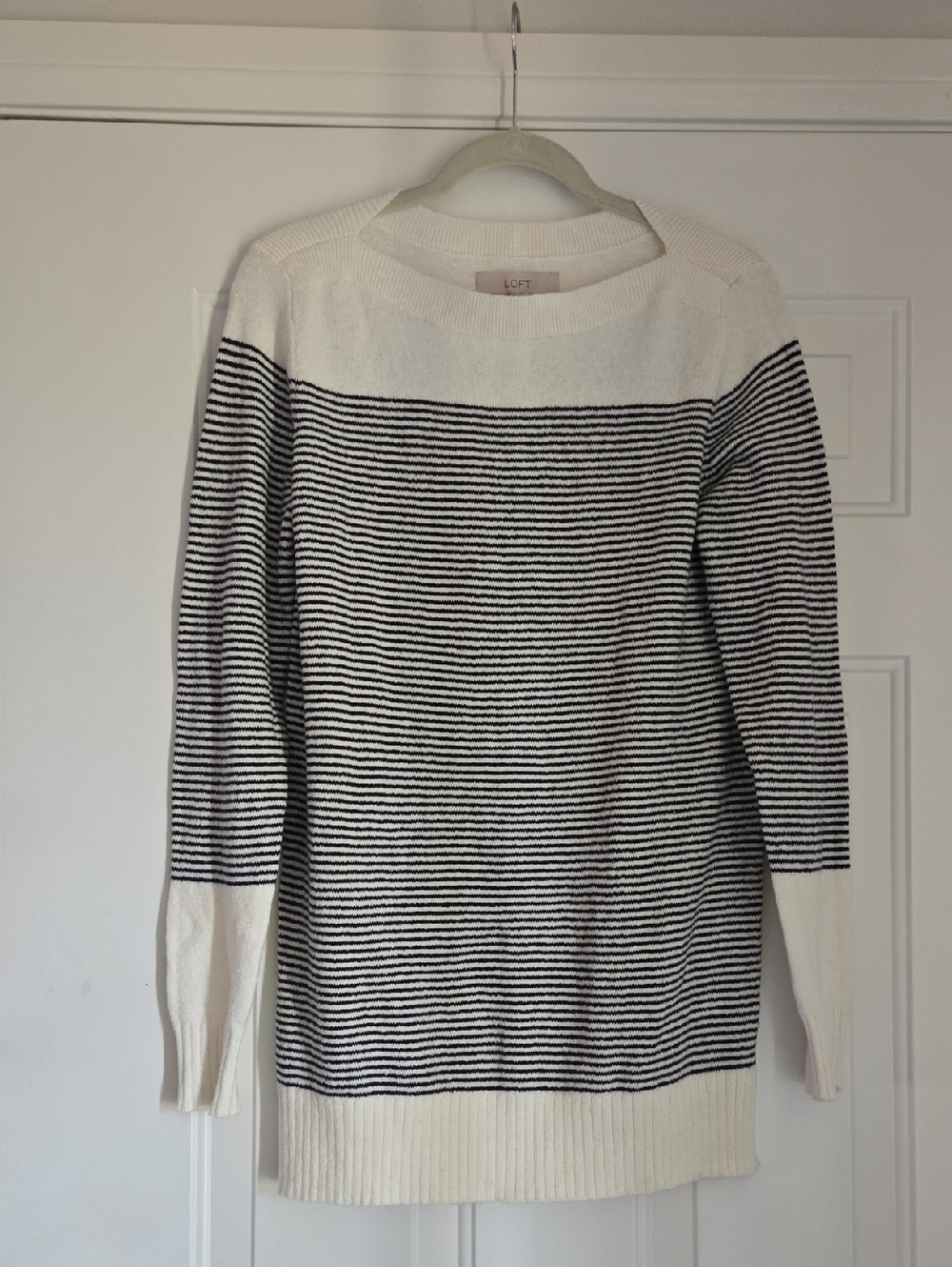 LOFT Striped Speckled Boatneck Tunic Sweater Size Medium